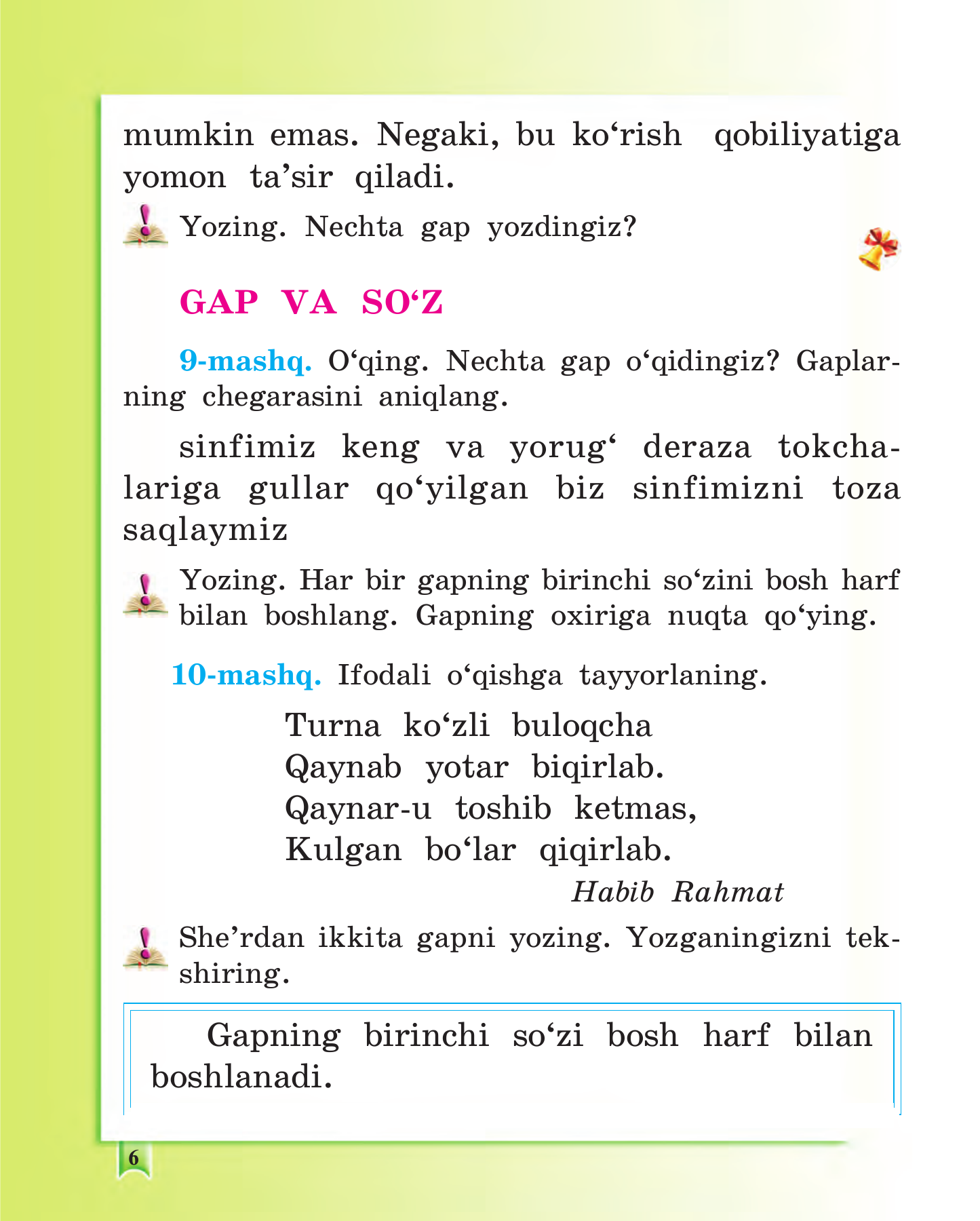 Ona tili — 6-bet